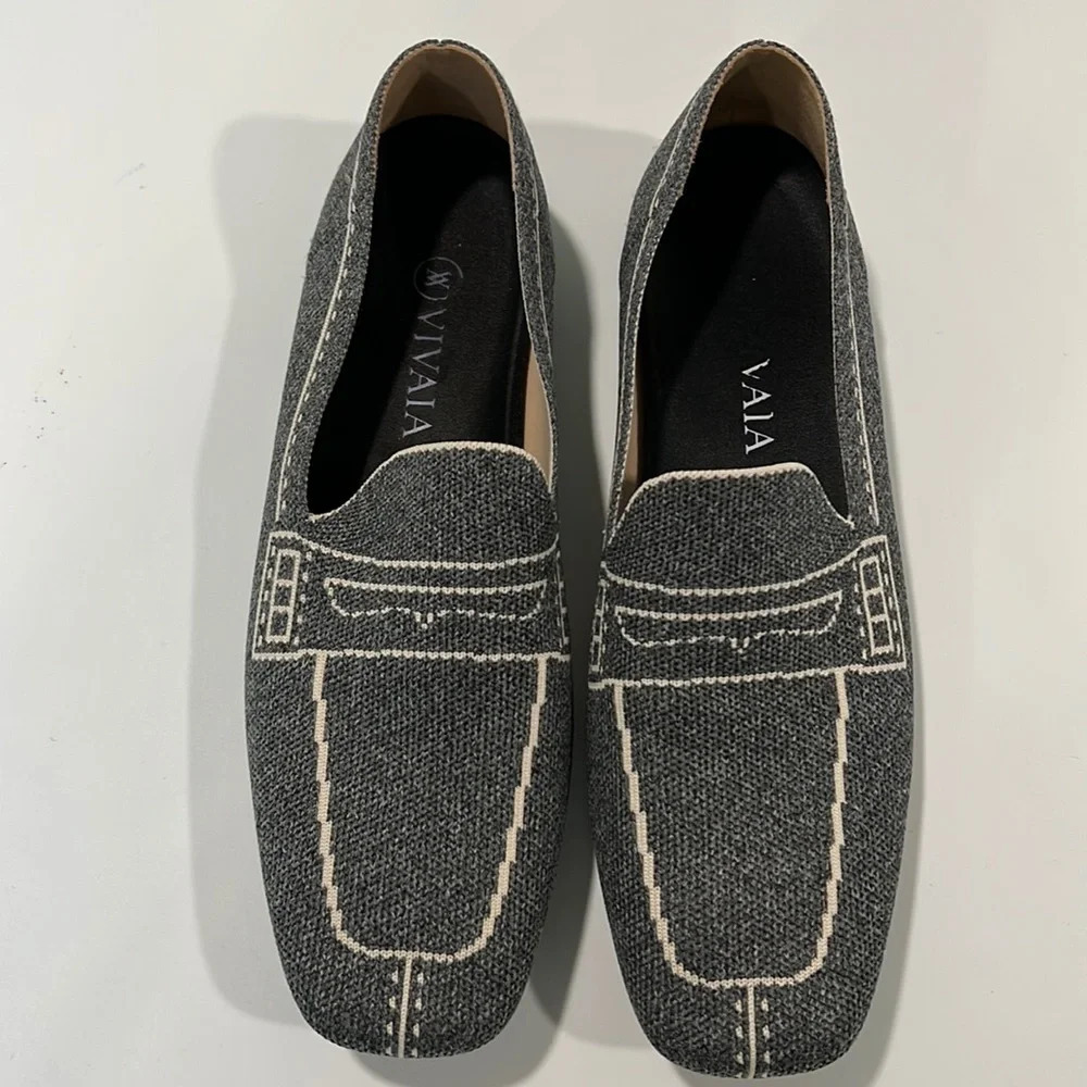 Vivia - 42 (us 11-11.5), gray/beige loafer look slip on